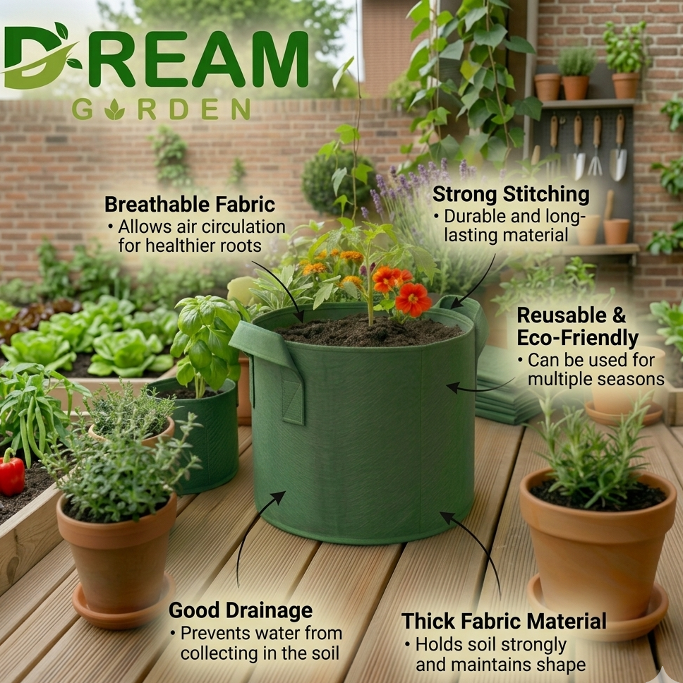 Dream Garden Premium Fabric Grow Bags-15 Gallon