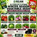 10 Types of F1 Hybrid winter Season Vegetable Seeds + Ready-to-Use Cocopeat + Pots
