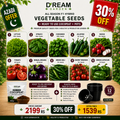 10 Types of F1 Hybrid All Season Vegetable Seeds + Ready-to-Use Cocopeat + Pots
