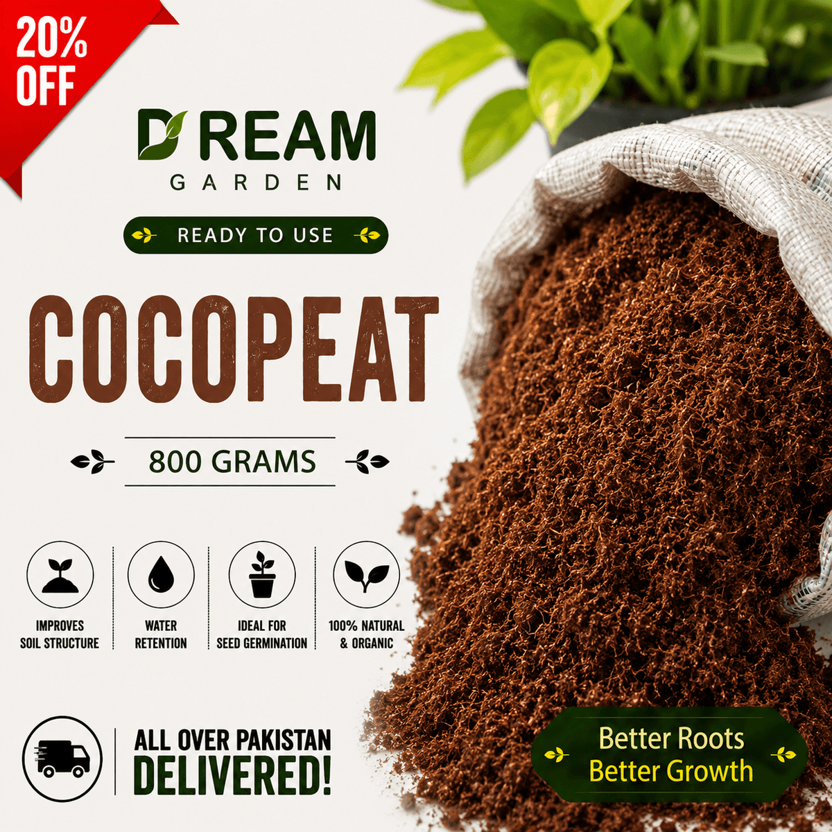 Ready-To-Use Cocopeat  (800 grams)