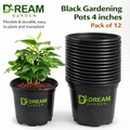 Black Gardening Pots 4 Inch – Pack of 12