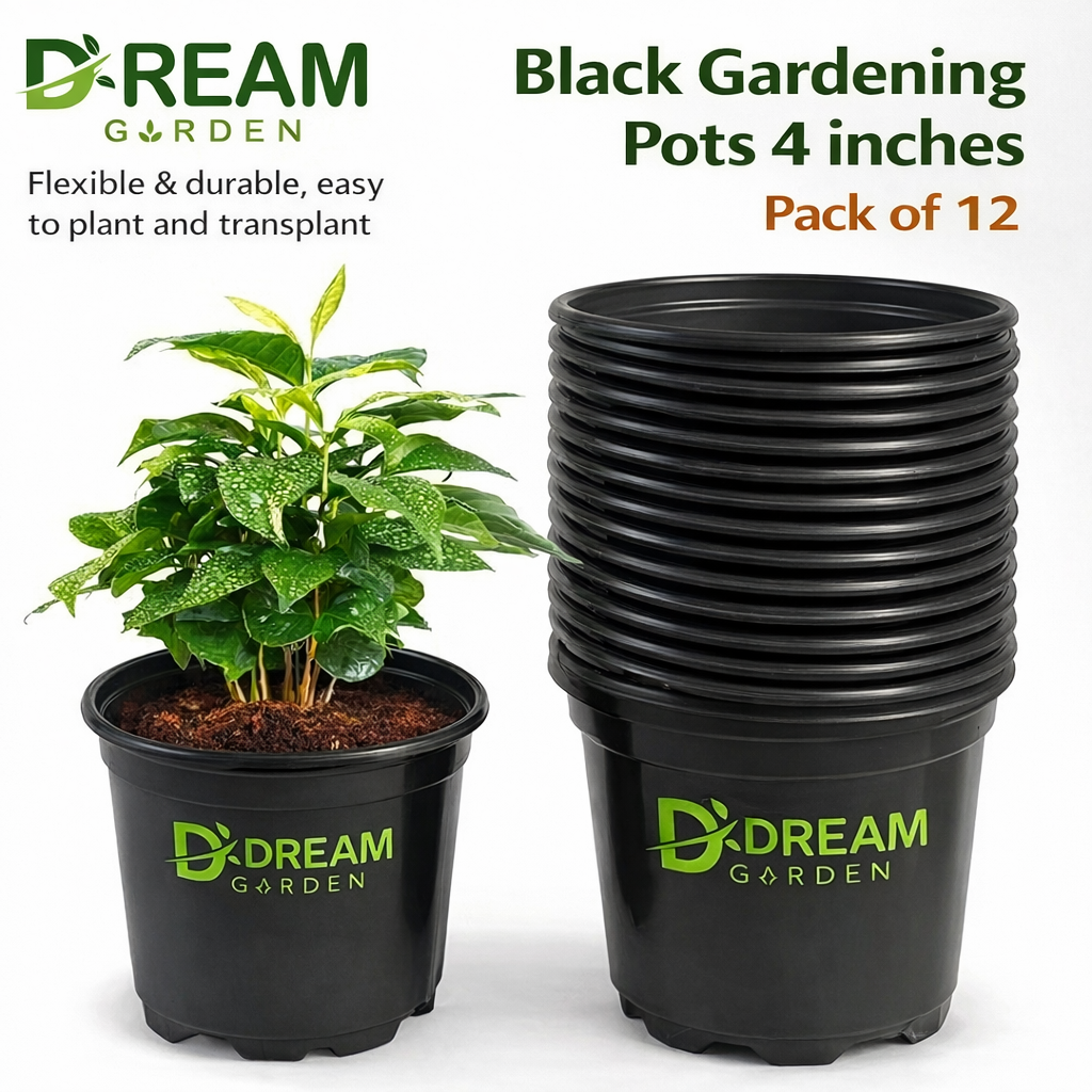 Black Gardening Pots 4 Inch – Pack of 12