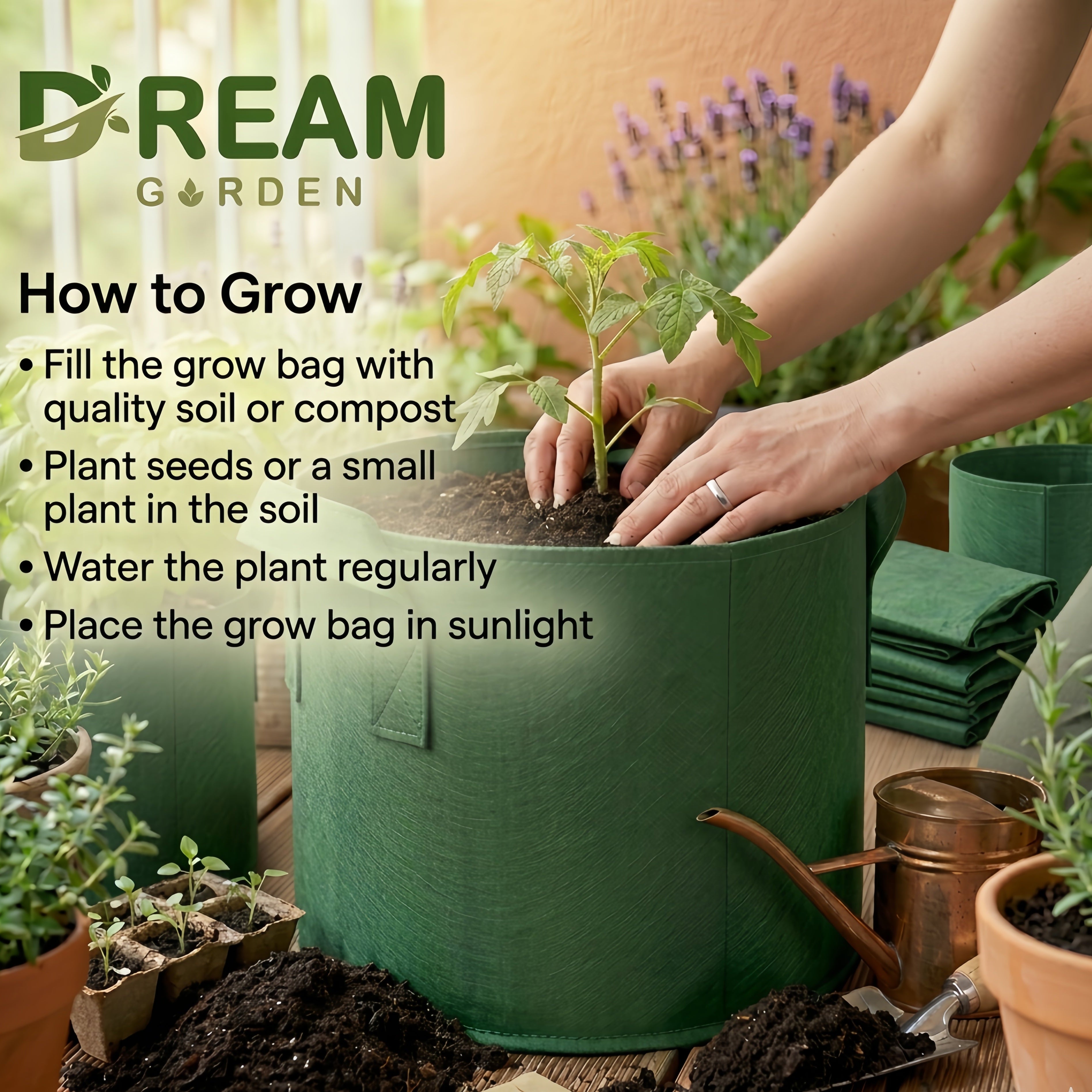 Dream Garden Premium Fabric Grow Bags-15 Gallon